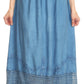 Sakkas Harley Bohemian Embroidered Ethnic Maxi Skirt Adjustable Waist Ruffle Trim