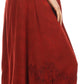 Sakkas Harley Bohemian Embroidered Ethnic Maxi Skirt Adjustable Waist Ruffle Trim