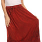 Sakkas Harley Bohemian Embroidered Ethnic Maxi Skirt Adjustable Waist Ruffle Trim