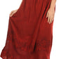 Sakkas Harley Bohemian Embroidered Ethnic Maxi Skirt Adjustable Waist Ruffle Trim