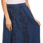 Sakkas Indra Thin Lightweight Summer Bohemian Skirt With Detailed Lace Embroidery
