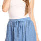 Sakkas Beyza  Casual Peasant Mid Skirt with Elastic Waist Embroidery and Eyelet