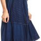Sakkas Beyza  Casual Peasant Mid Skirt with Elastic Waist Embroidery and Eyelet