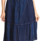 Sakkas Beyza  Casual Peasant Mid Skirt with Elastic Waist Embroidery and Eyelet