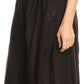 Sakkas Eris Stonewashed Mid Skirt with Adjustable waist Embroidery and Eyelet
