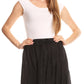 Sakkas Eris Stonewashed Mid Skirt with Adjustable waist Embroidery and Eyelet