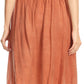 Sakkas Eris Stonewashed Mid Skirt with Adjustable waist Embroidery and Eyelet