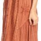 Sakkas Eris Stonewashed Mid Skirt with Adjustable waist Embroidery and Eyelet