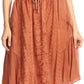 Sakkas Eris Stonewashed Mid Skirt with Adjustable waist Embroidery and Eyelet