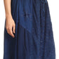 Sakkas Eris Stonewashed Mid Skirt with Adjustable waist Embroidery and Eyelet