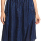 Sakkas Eris Stonewashed Mid Skirt with Adjustable waist Embroidery and Eyelet