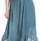 Sakkas Lucia Handkerchief Ruffled mid Length Casual Skirt with Embroidery