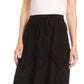 Sakkas Evelyn Womens Stonewashed Maxi Ruffle Skirt with Elastic Waist & Embroidery