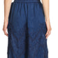 Sakkas Evelyn Womens Stonewashed Maxi Ruffle Skirt with Elastic Waist & Embroidery