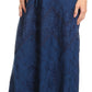 Sakkas Evelyn Womens Stonewashed Maxi Ruffle Skirt with Elastic Waist & Embroidery