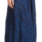 Sakkas Evelyn Womens Stonewashed Maxi Ruffle Skirt with Elastic Waist & Embroidery