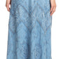 Sakkas Evelyn Womens Stonewashed Maxi Ruffle Skirt with Elastic Waist & Embroidery