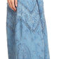 Sakkas Evelyn Womens Stonewashed Maxi Ruffle Skirt with Elastic Waist & Embroidery