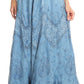 Sakkas Evelyn Womens Stonewashed Maxi Ruffle Skirt with Elastic Waist & Embroidery