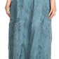 Sakkas Evelyn Womens Stonewashed Maxi Ruffle Skirt with Elastic Waist & Embroidery