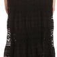 Sakkas Gracie Crochet Lace Tiered Long Cotton Skirt with Fold-Over Waistband