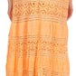 Sakkas Gracie Crochet Lace Tiered Long Cotton Skirt with Fold-Over Waistband