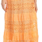 Sakkas Gracie Crochet Lace Tiered Long Cotton Skirt with Fold-Over Waistband