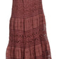 Sakkas Gracie Crochet Lace Tiered Long Cotton Skirt with Fold-Over Waistband
