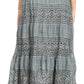 Sakkas Gracie Crochet Lace Tiered Long Cotton Skirt with Fold-Over Waistband