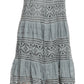 Sakkas Gracie Crochet Lace Tiered Long Cotton Skirt with Fold-Over Waistband