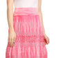 Sakkas Gracie Crochet Lace Tiered Long Cotton Skirt with Fold-Over Waistband