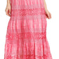 Sakkas Gracie Crochet Lace Tiered Long Cotton Skirt with Fold-Over Waistband