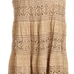 Sakkas Gracie Crochet Lace Tiered Long Cotton Skirt with Fold-Over Waistband