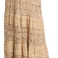 Sakkas Gracie Crochet Lace Tiered Long Cotton Skirt with Fold-Over Waistband