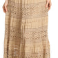 Sakkas Gracie Crochet Lace Tiered Long Cotton Skirt with Fold-Over Waistband