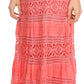 Sakkas Gracie Crochet Lace Tiered Long Cotton Skirt with Fold-Over Waistband