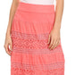 Sakkas Gracie Crochet Lace Tiered Long Cotton Skirt with Fold-Over Waistband