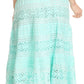 Sakkas Gracie Crochet Lace Tiered Long Cotton Skirt with Fold-Over Waistband
