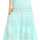 Sakkas Gracie Crochet Lace Tiered Long Cotton Skirt with Fold-Over Waistband