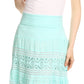 Sakkas Gracie Crochet Lace Tiered Long Cotton Skirt with Fold-Over Waistband