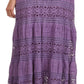 Sakkas Gracie Crochet Lace Tiered Long Cotton Skirt with Fold-Over Waistband