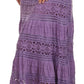 Sakkas Gracie Crochet Lace Tiered Long Cotton Skirt with Fold-Over Waistband