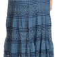 Sakkas Gracie Crochet Lace Tiered Long Cotton Skirt with Fold-Over Waistband