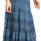 Sakkas Gracie Crochet Lace Tiered Long Cotton Skirt with Fold-Over Waistband