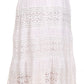 Sakkas Gracie Crochet Lace Tiered Long Cotton Skirt with Fold-Over Waistband