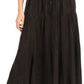 Sakkas Olivia Womens Maxi Bohemian Gypsy Long Skirt With Elastic Waist and Lace