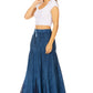 Sakkas Olivia Womens Maxi Bohemian Gypsy Long Skirt With Elastic Waist and Lace
