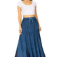 Sakkas Olivia Womens Maxi Bohemian Gypsy Long Skirt With Elastic Waist and Lace