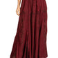 Sakkas Olivia Womens Maxi Bohemian Gypsy Long Skirt With Elastic Waist and Lace