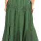 Sakkas Olivia Womens Maxi Bohemian Gypsy Long Skirt With Elastic Waist and Lace